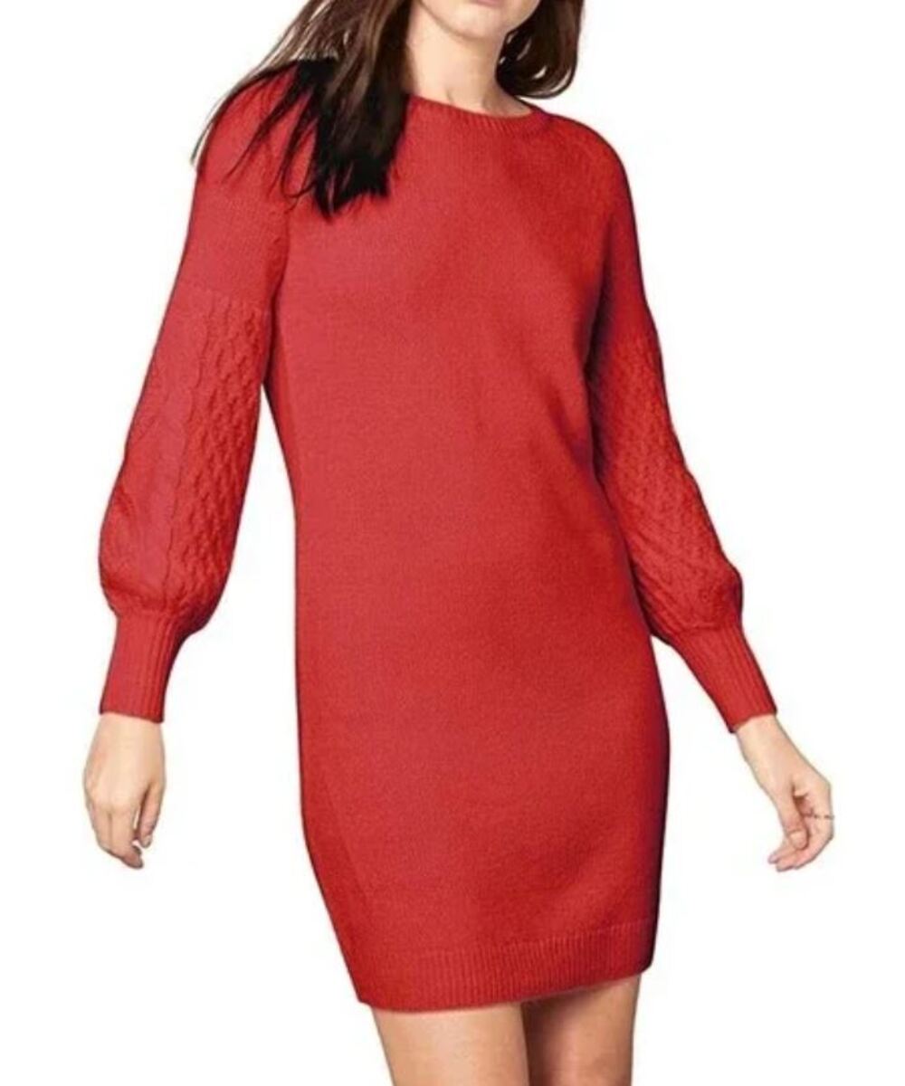 BB Dakota Steve Madden NWT XS Red sweater dress cable knit balloon sleeve